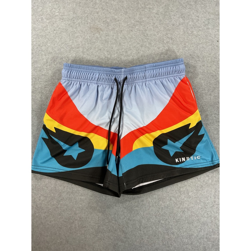 Kinetic Mens Mesh Athletic Shorts Multicolor Star Logo Drawstring Small 2610